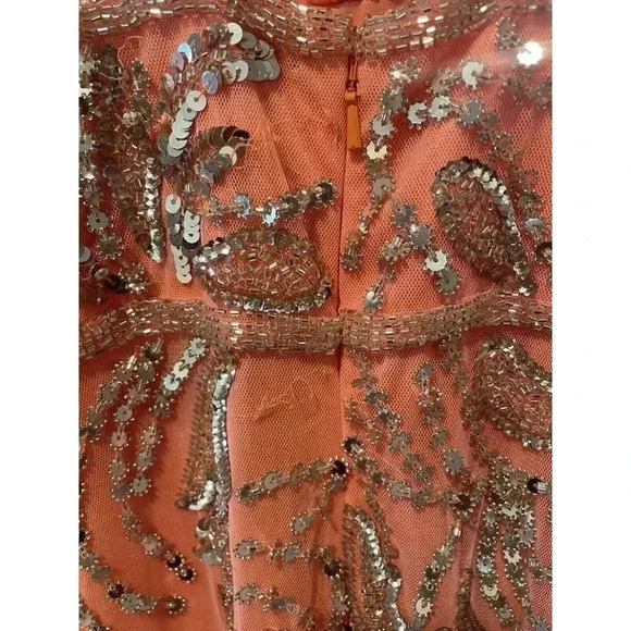 NEW Mac Duggal 6030 Sequin Punge Cutout Back Gown SZ 10 ($598) Coral - Picture 12 of 13